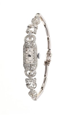 Lot 820 - Art Deco Ladies Diamond and Platinum Cocktail Watch