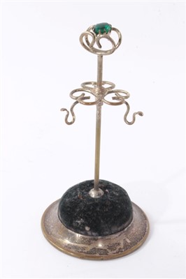 Lot 406 - Four silver and one silver plated pin cushions and hat pin holders (5)