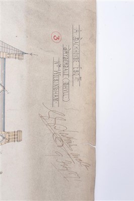 Lot 1229 - Architects drawings of Dryderdale Hall, designed by Alfred Waterhouse (1830-1905)