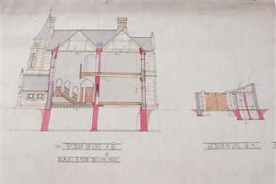 Lot 1229 - Architects drawings of Dryderdale Hall, designed by Alfred Waterhouse (1830-1905)