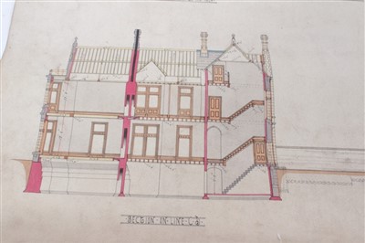 Lot 1229 - Architects drawings of Dryderdale Hall, designed by Alfred Waterhouse (1830-1905)