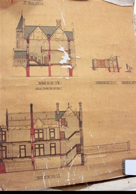 Lot 1229 - Architects drawings of Dryderdale Hall, designed by Alfred Waterhouse (1830-1905)