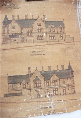 Lot 1229 - Architects drawings of Dryderdale Hall, designed by Alfred Waterhouse (1830-1905)