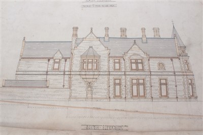 Lot 1229 - Architects drawings of Dryderdale Hall, designed by Alfred Waterhouse (1830-1905)