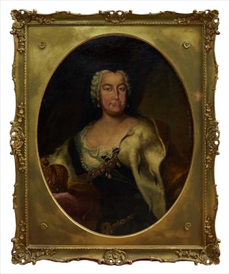 Lot 1573 - After Frans Van Stampart (1675-1750) oval oil on canvas - portrait of Christine of Brunswick, in gilt frame, 93cm x 72cm