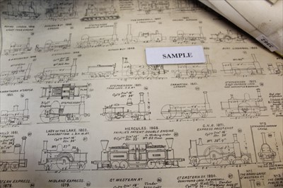 Lot 3562 - Group of charts showing engineers designs for steam trains