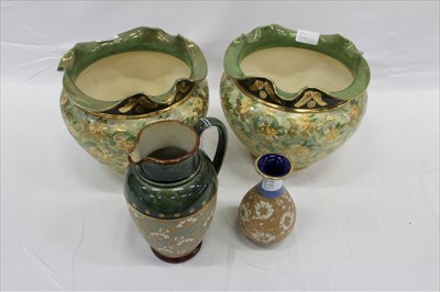 Lot 2195 - Pair of Royal Doulton jardinières, Doulton jug and vase (4)