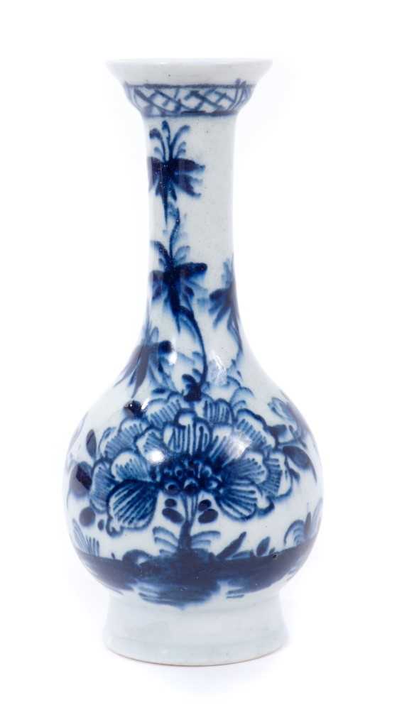 Lot 293 - Rare 18th century Lowestoft porcelain vase, of bottle form with flared rim