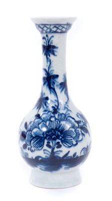Lot 293 - Rare 18th century Lowestoft porcelain vase, of bottle form with flared rim