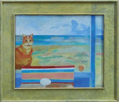 Lot 1516 - Diana Howard (b.1947) oil on board - Sea Cat, signed and dated '91, in glazed frame, 50cm x 60cm