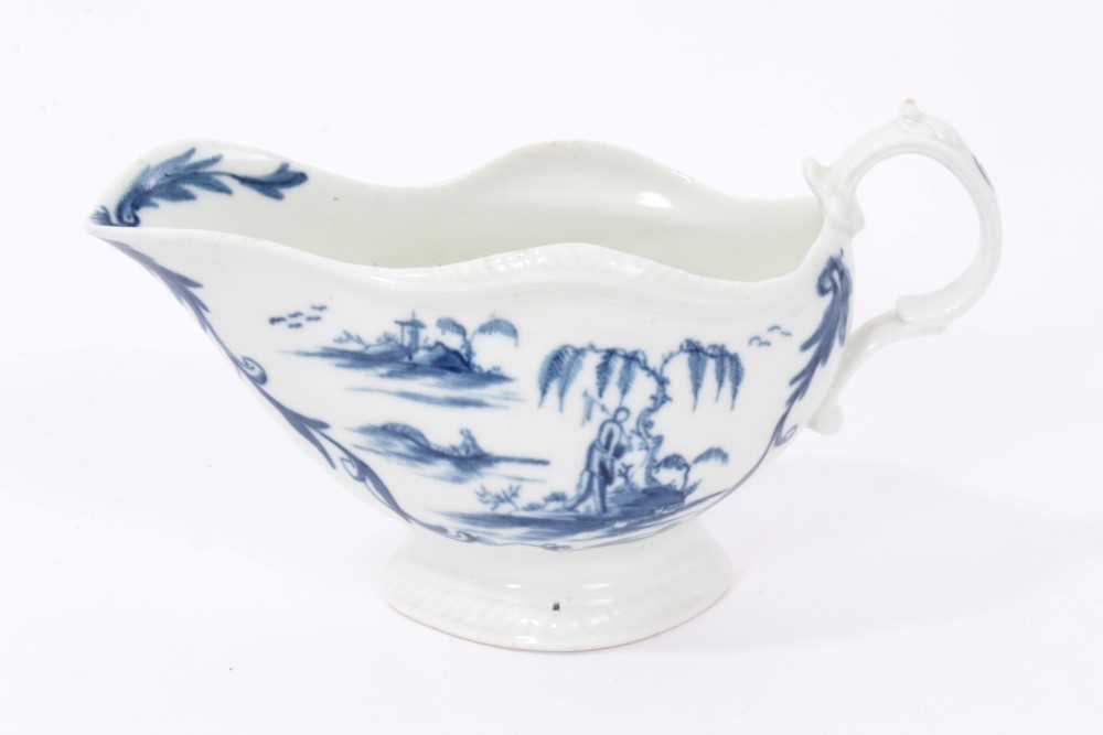 Lot 299 - 18th century Worcester blue and white sauce boat