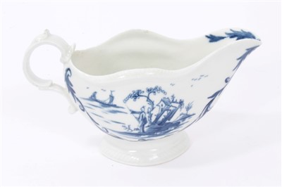 Lot 299 - 18th century Worcester blue and white sauce boat