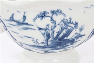 Lot 299 - 18th century Worcester blue and white sauce boat