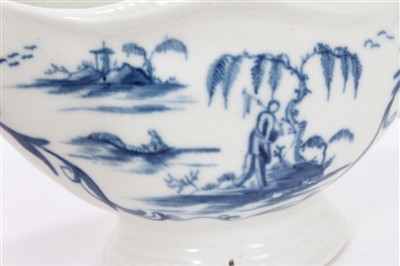 Lot 299 - 18th century Worcester blue and white sauce boat