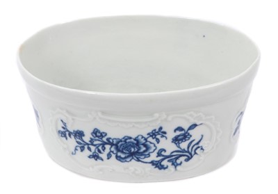 Lot 301 - 18th century Worcester porcelain potted meat dish with the rare early printed patterns The Early Peony and The Floral Gift