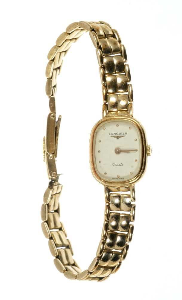 Lot 810 - Lady’s Longines 9ct gold wristwatch