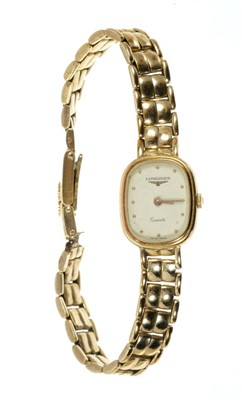 Lot 810 - Lady’s Longines 9ct gold wristwatch