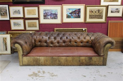 Lot 1650 - Antique leather chesterfield sofa