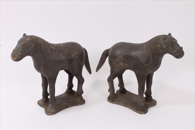 Lot 91 - Pair of Chinese black terracotta horses, possibly Yuan or early Ming dynasty