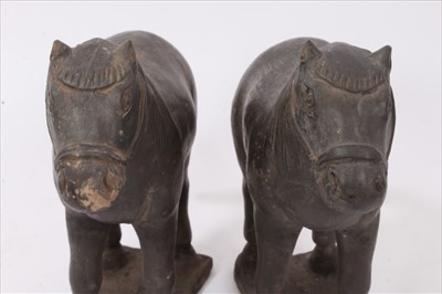 Lot 91 - Pair of Chinese black terracotta horses, possibly Yuan or early Ming dynasty