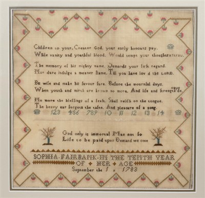 Lot 1225 - George III sampler