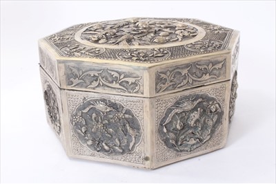 Lot 245 - Chinese white metal octagonal box