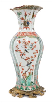 Lot 69 - Chinese famille verte vase with ormolu mount