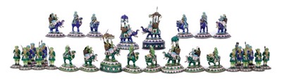 Lot 1202 - Early 20th century Indian silver and enamel chess set