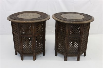 Lot 1725 - Pair Indian inlaid tables