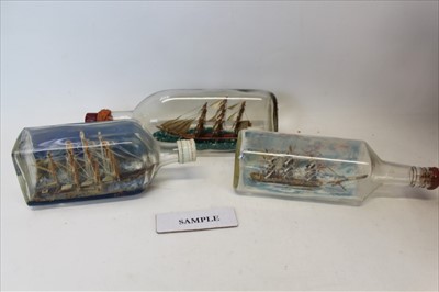 Lot 3536 - Collection of ships in bottles