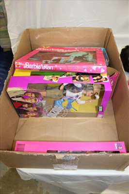 Lot 2852 - Collection of Barbie, boxed including 35th Anniversary, unboxed bionic action man and other toys including plastic cowboys and Indians.