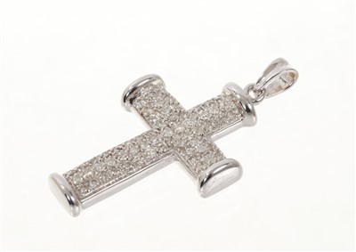 Lot 623 - 9ct white gold and diamond set cross