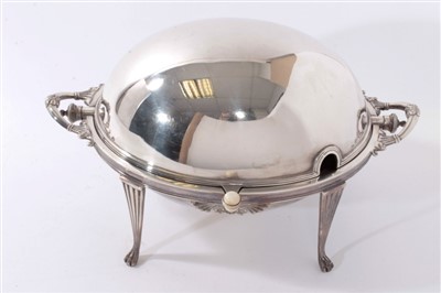 Lot 433 - Edwardian silver plated revolving breakfast dish