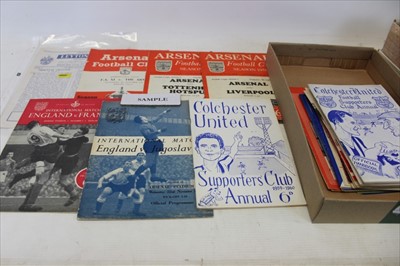 Lot 2610 - 1950's period football programmes including Arsenal, England, Colchester.