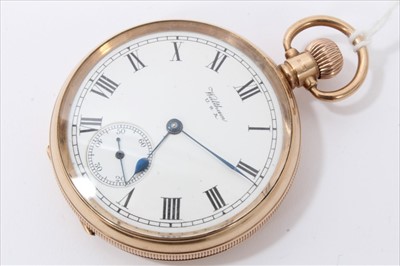 Lot 3218 - Waltham gold (9ct) cased pocket watch