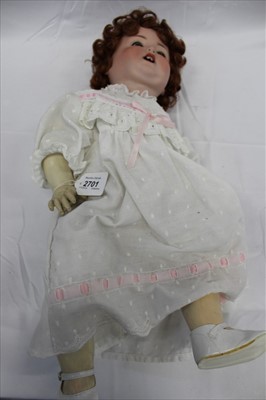 Lot 2701 - Doll Armand Marseille 996 A11M. Bisque head, blue sleeping eyes, open mouth top two teeth showing. Composite body and bent limbs