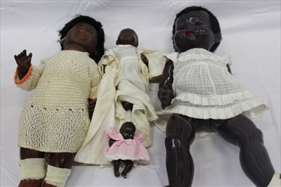 Lot 2702 - Selection of black dolls including Armand Marseille 990 A 7 M