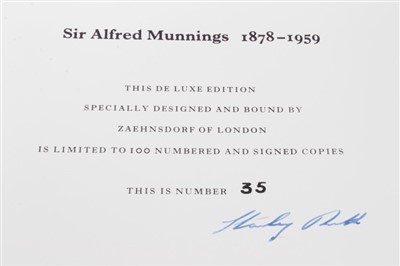 Lot 1193 - Books - Stanley Booth, Sir Alfred Munnings 1878-1959,, limited De Luxe edition 35/100