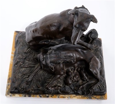 Lot 1123 - After Pierre-Jules Mene: bronze sculpture of greyhounds and pups