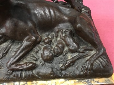 Lot 1123 - After Pierre-Jules Mene: bronze sculpture of greyhounds and pups