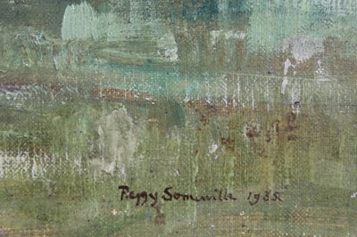 Lot 936 - *Peggy Somerville (1918-1975) oil on canvas - Summer Fair on Cavendish Green
