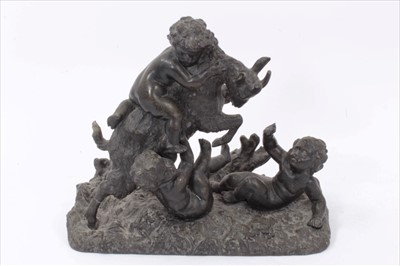 Lot 681 - After Clodion 19th century French spelter figural group of a goat and putti
