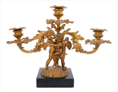 Lot 678 - 19th century Continental ormolu figural candelabra