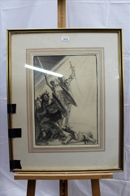 Lot 1514 - Louis Raemaekers (1869-1956) pencil and chalks - Battle illustration, signed, in glazed gilt frame, 46cm x 32cm