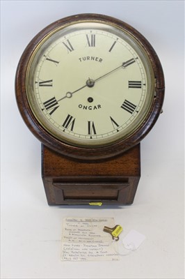 Lot 3563 - 19th drop dial wall clock by Turner of Ongar, with 8 inch painted dial in mahogany case