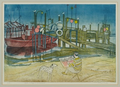 Lot 941 - *Richard Bawden coloured etching ‘Blyth Estuary at Walberswick’ no. 16 of 85