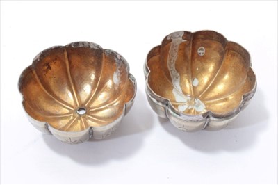 Lot 243 - Chinese Silver pepperette, silver card case, melon form box and cover, fish vinaigrette etc