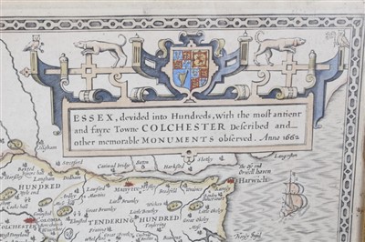 Lot 1094 - John Speede and John Norden, hand coloured map of Essex