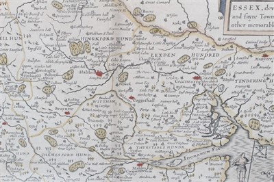 Lot 1094 - John Speede and John Norden, hand coloured map of Essex