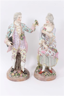 Lot 355 - Pair of large Continental Porcelain figures of a lady and gentleman